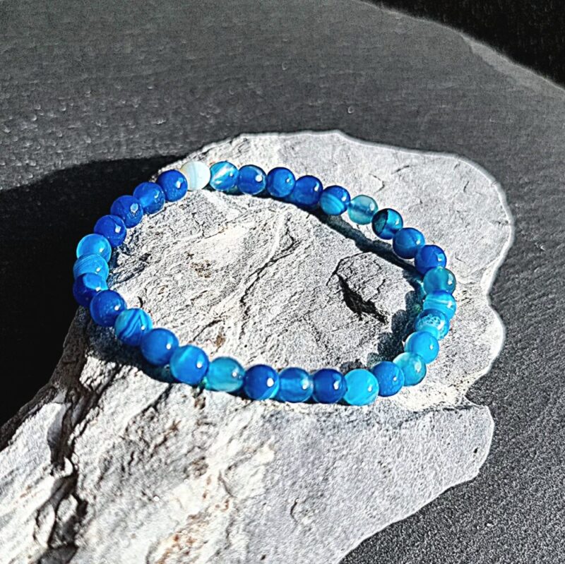 Bracelet Agate teintée bleu facettée Brillant