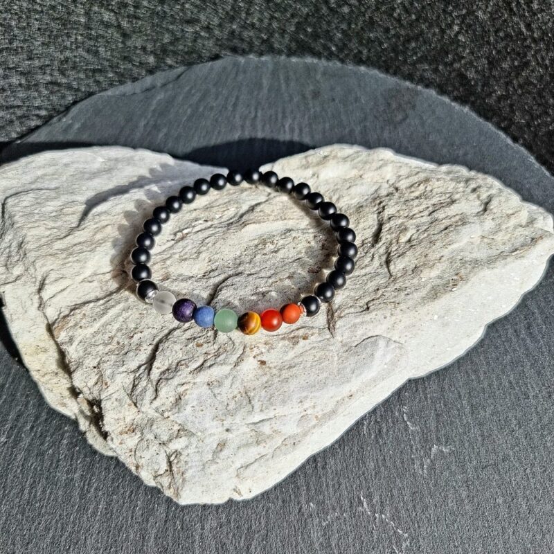 7 Chakras Bracelet Onyx matte 925