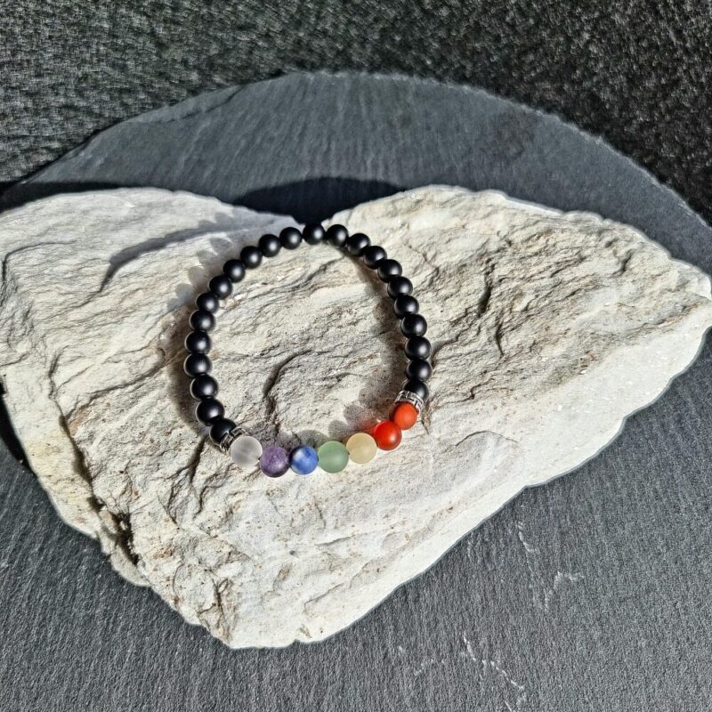 Armband 7 Chakras Onyx matt 925