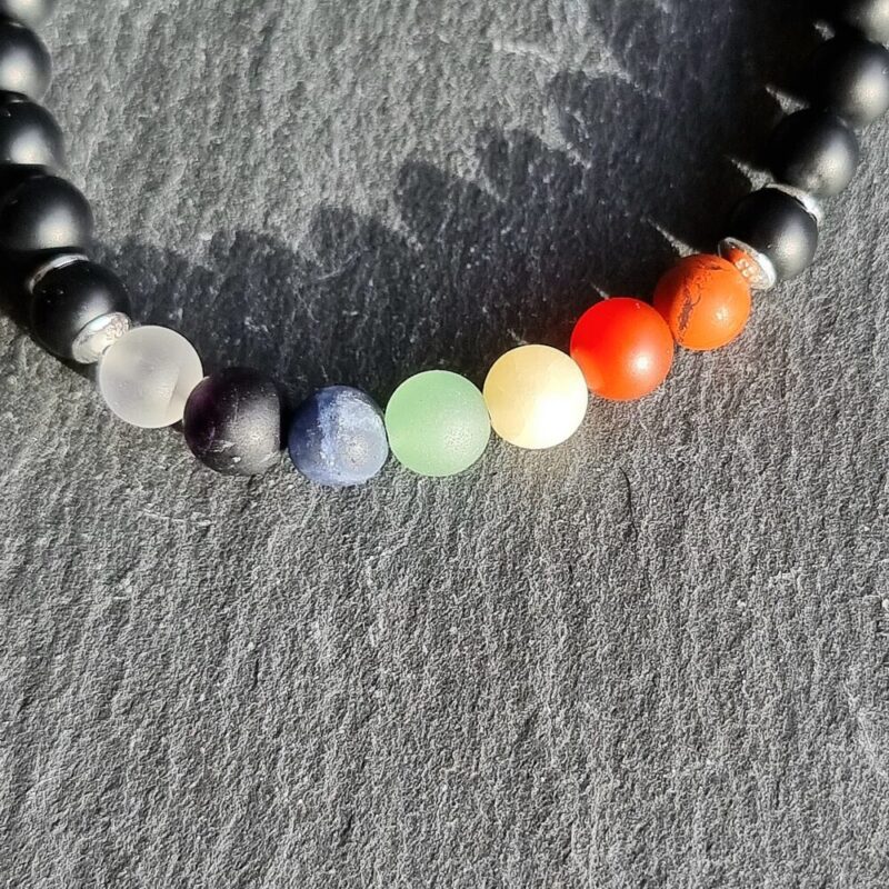 Armband 7 Chakras Onyx matt