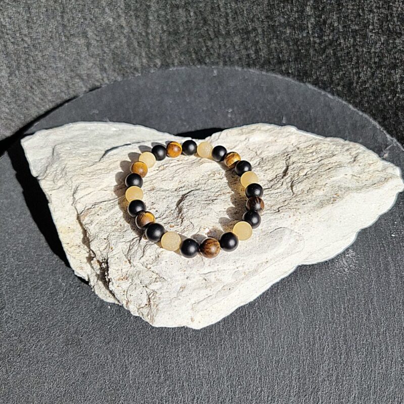 Bracelet Œil de Tigre avec Calcite et Onyx mat