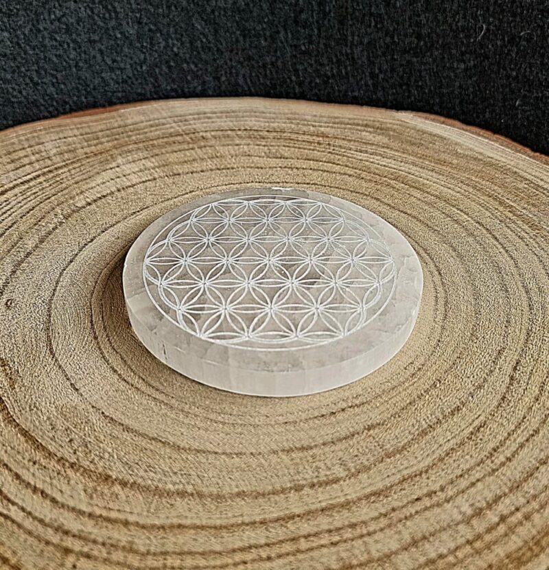 Selenite Flower of Life Plaque