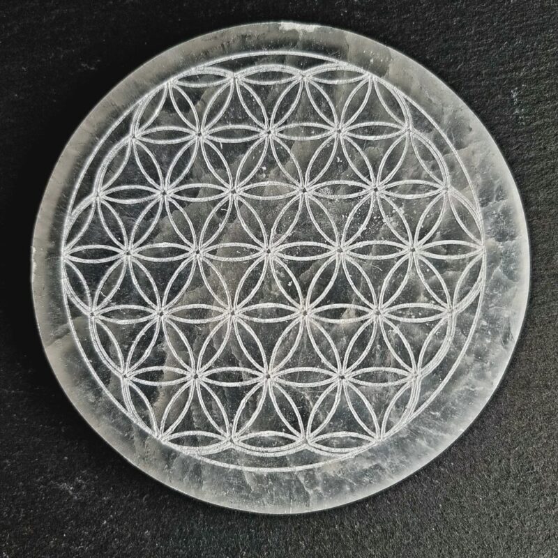 Selenite Flower of Life Plaque