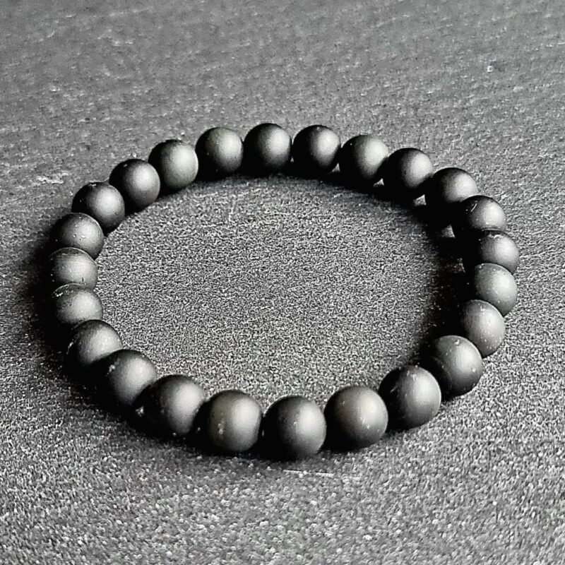 Bracelet Obsidienne Noir avec reflet Arc-en-Ciel mat