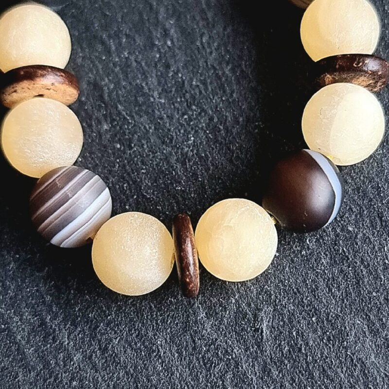 Calcite bracelet with Sardonyx and Onyx matte