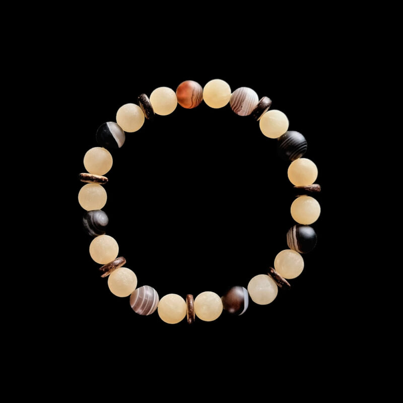 Calcite bracelet with Sardonyx and Onyx matte