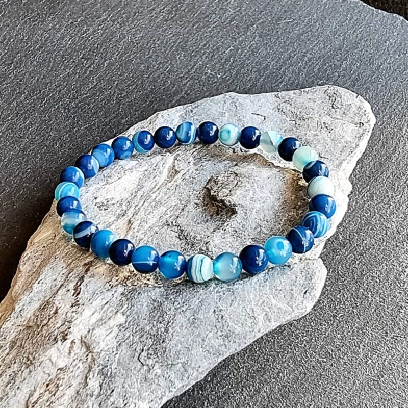 Bracelet Agate teintée Bleue Brillante