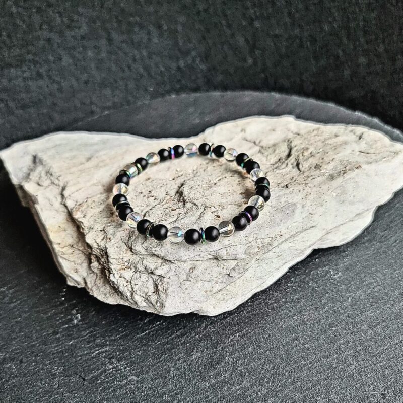 Matte Onyx bracelet with Angel Aura Brilliant and Hematite