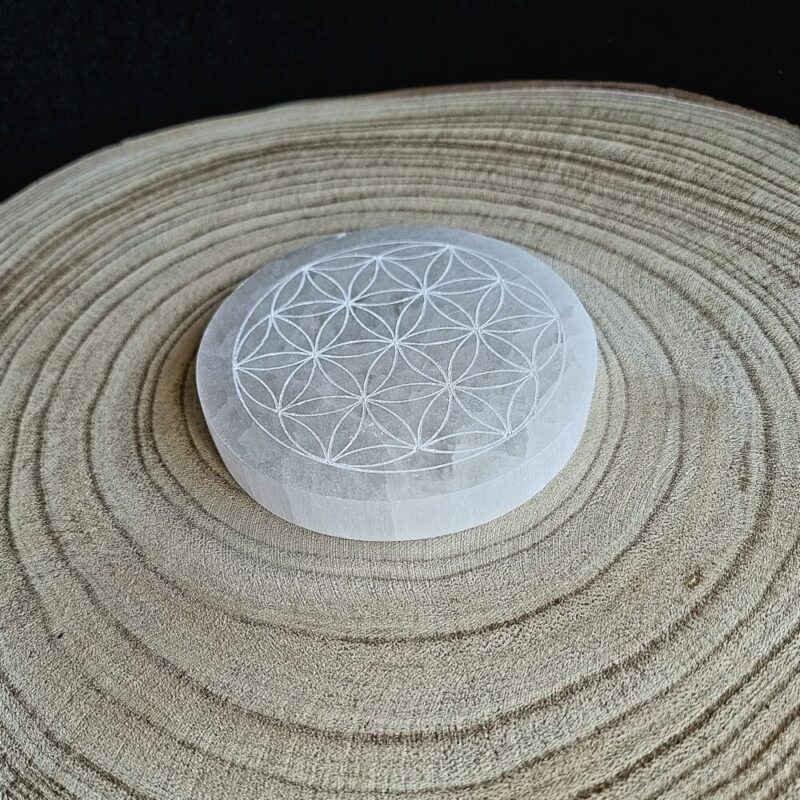 Selenite Flower of Life Plaque