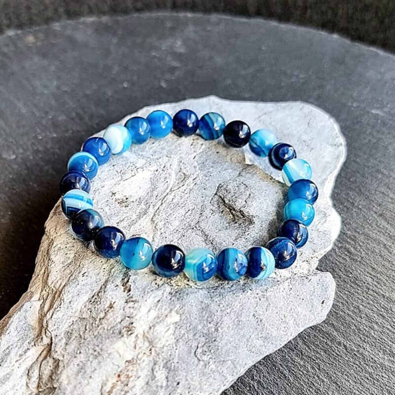 Bracelet Agate teintée Bleue Brillante