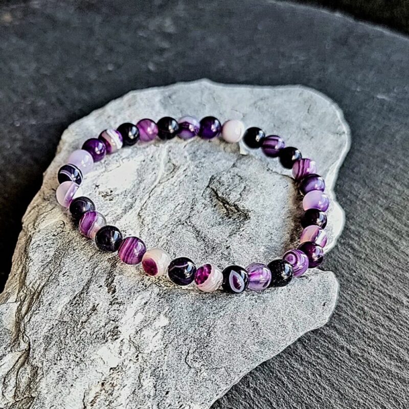 Bracelet Agate teintée Violette Brillante