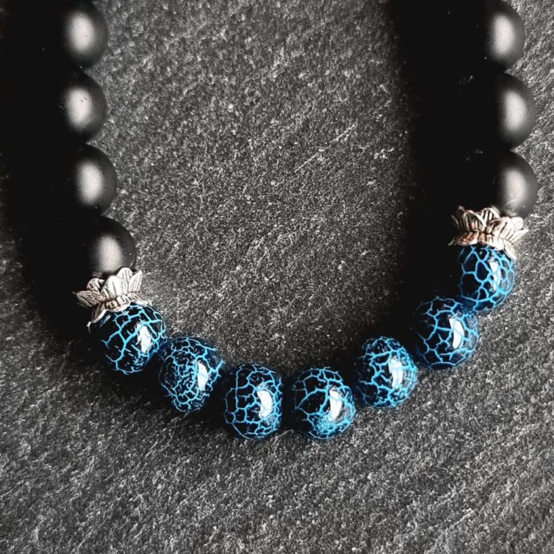 Matte Onyx Bracelet with Blue History Agate