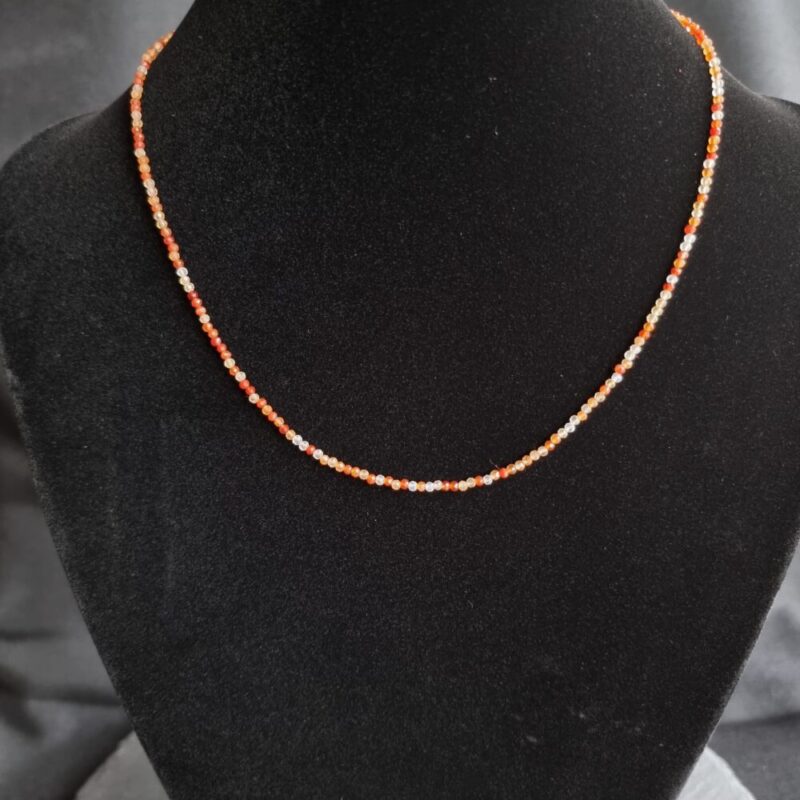 Orange Carnelian Mix Necklace with 925 clasp