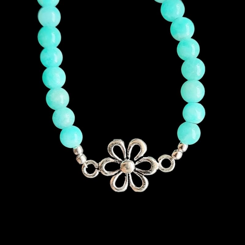 Bracelet Fleur avec Amazonite Brillante et fermoir 925