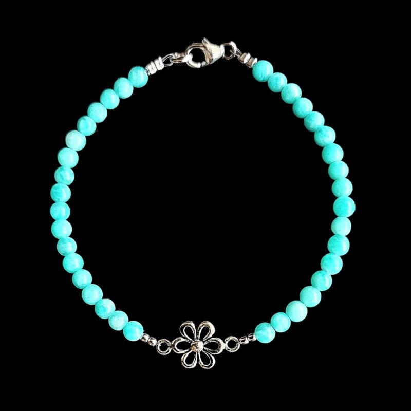 Bracciale a fiori con amazzonite lucida e chiusura 925