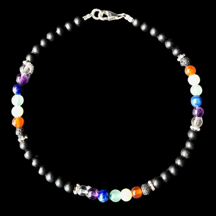 Brillant 7 Chakras Armband mit 925er Silberverschluss