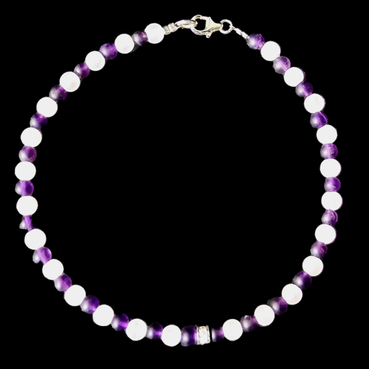 Matt Amethyst and Rose Quartz anklet with 925 clasp